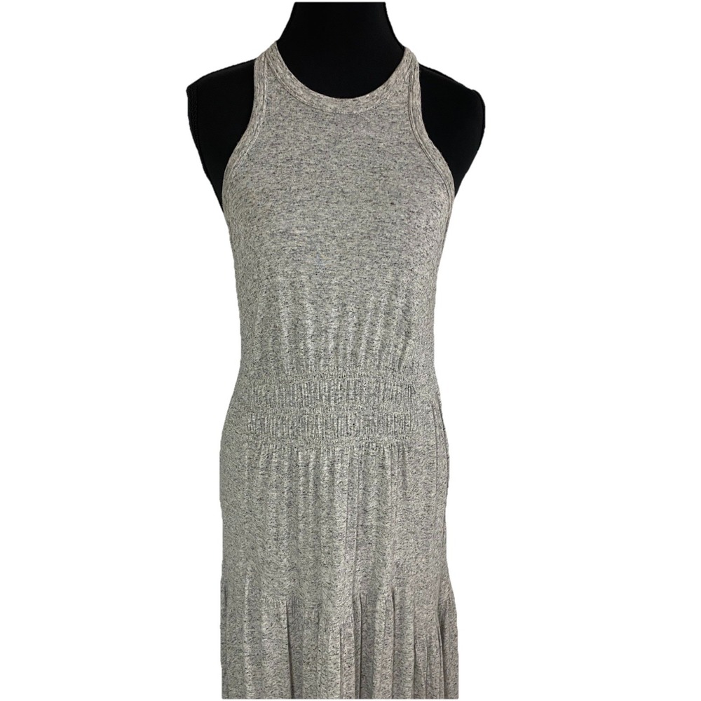 Rebecca Taylor Maxi Dress S Heather Gray Sleeveless Racerback Tiered Jersey Knit